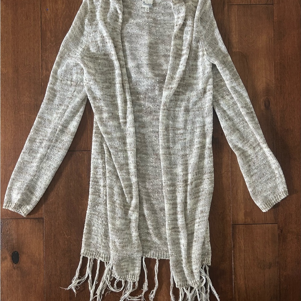 Mudd Cream Fringe Cardigan